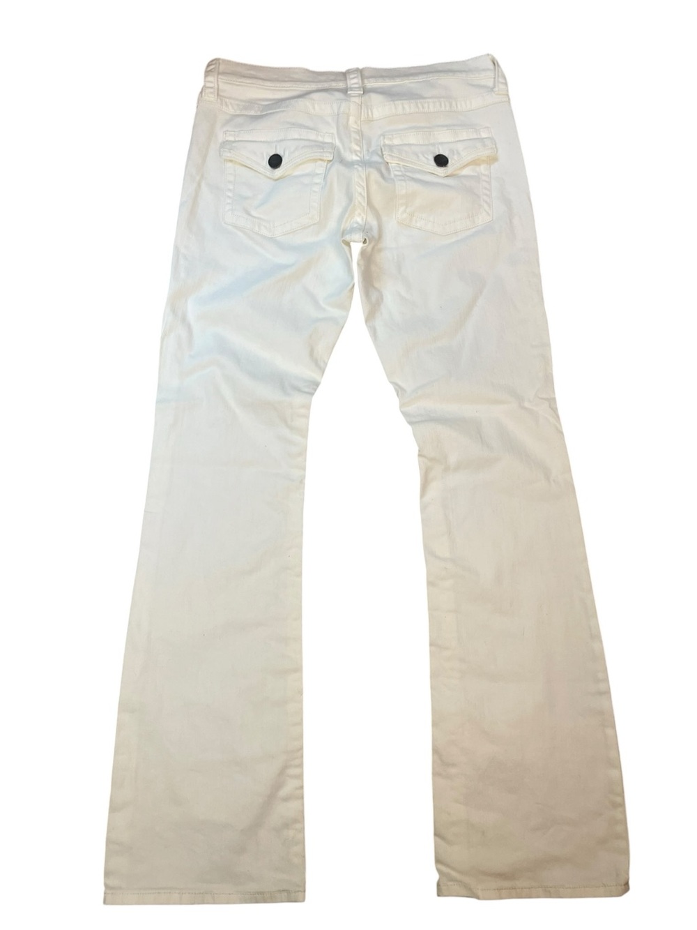 London Jean Flap Pocket Low Rise Boot Size 8 White Denim Pants Summer Y2K Retro